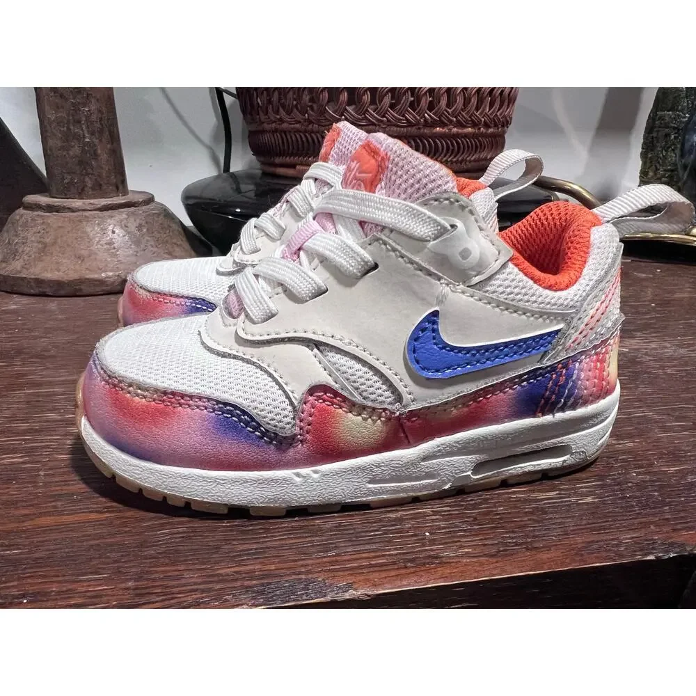 Nike Air Max 1 SE Toddler Girl Sneakers 6.5C White Blue Peach